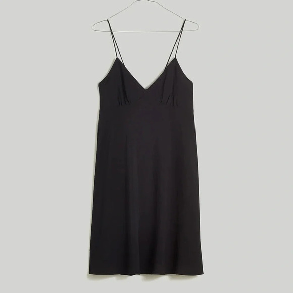 New Madewell Layton Mini Slip Dress Black Size 14 - Picture 2 of 9
